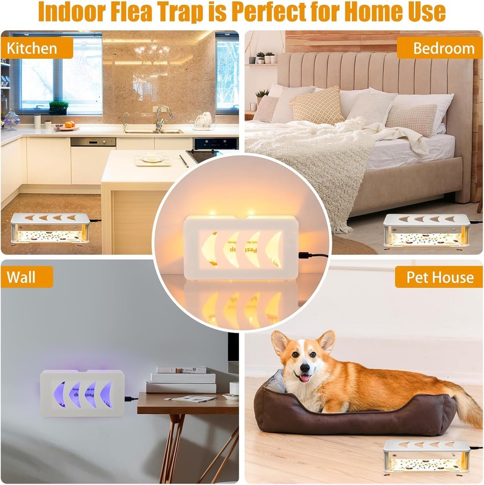 Fishbone Flea Trap Lamp (2PCS, White) - For Indoor Flea Control & Home Use
