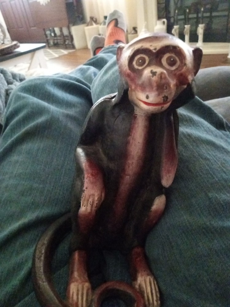 Rare 1920s Cast Iron Monkey Bank