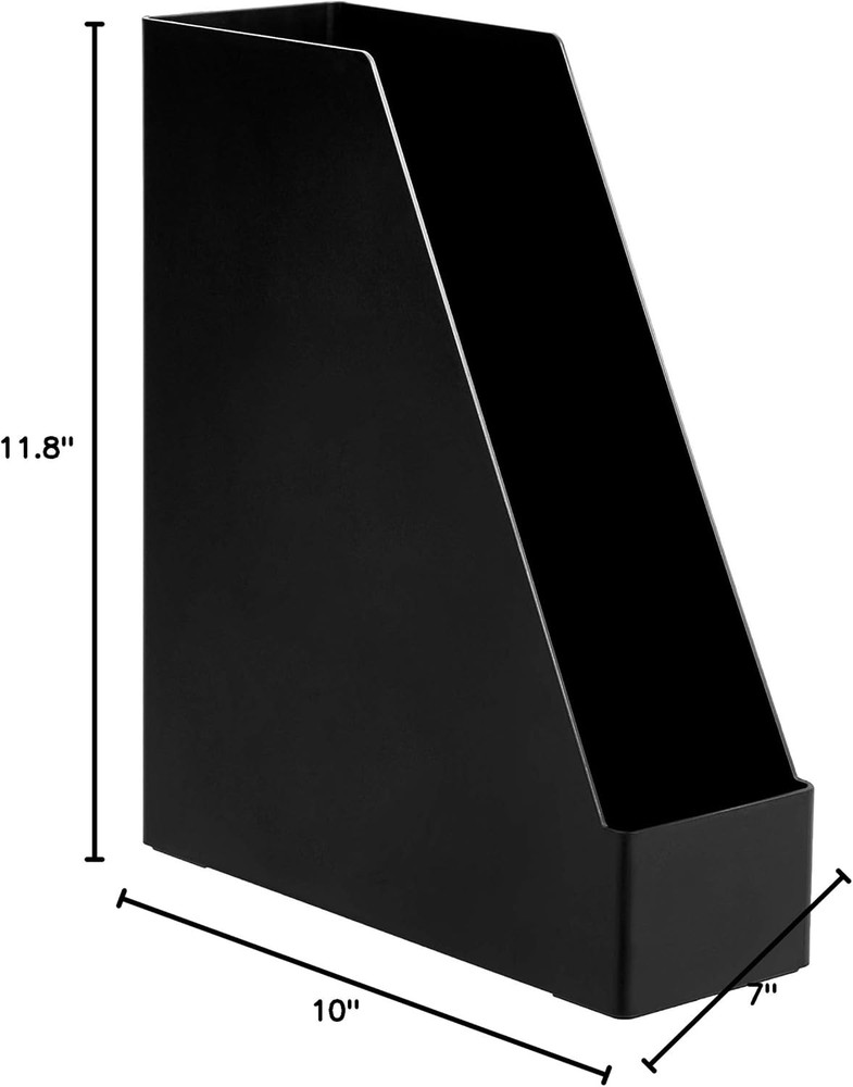 Amazon Basics Plastic Desk Organizer - Vertical Magazine and 2 pack, Black