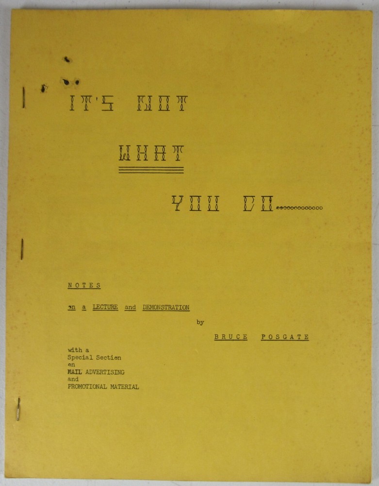 Bruce Posgate Magic Tricks It's Not What You Do Lecture Notes MZ9F