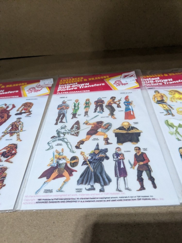FNR Int. - Advanced Dungeons & Dragons - Instant Rub-Down Transfer Set - NOS