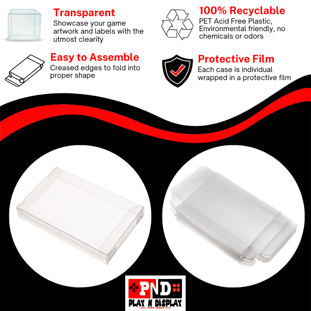 10 Sega Saturn CD PS1 Protective Sleeve Box Protector Clear Plastic Display Case