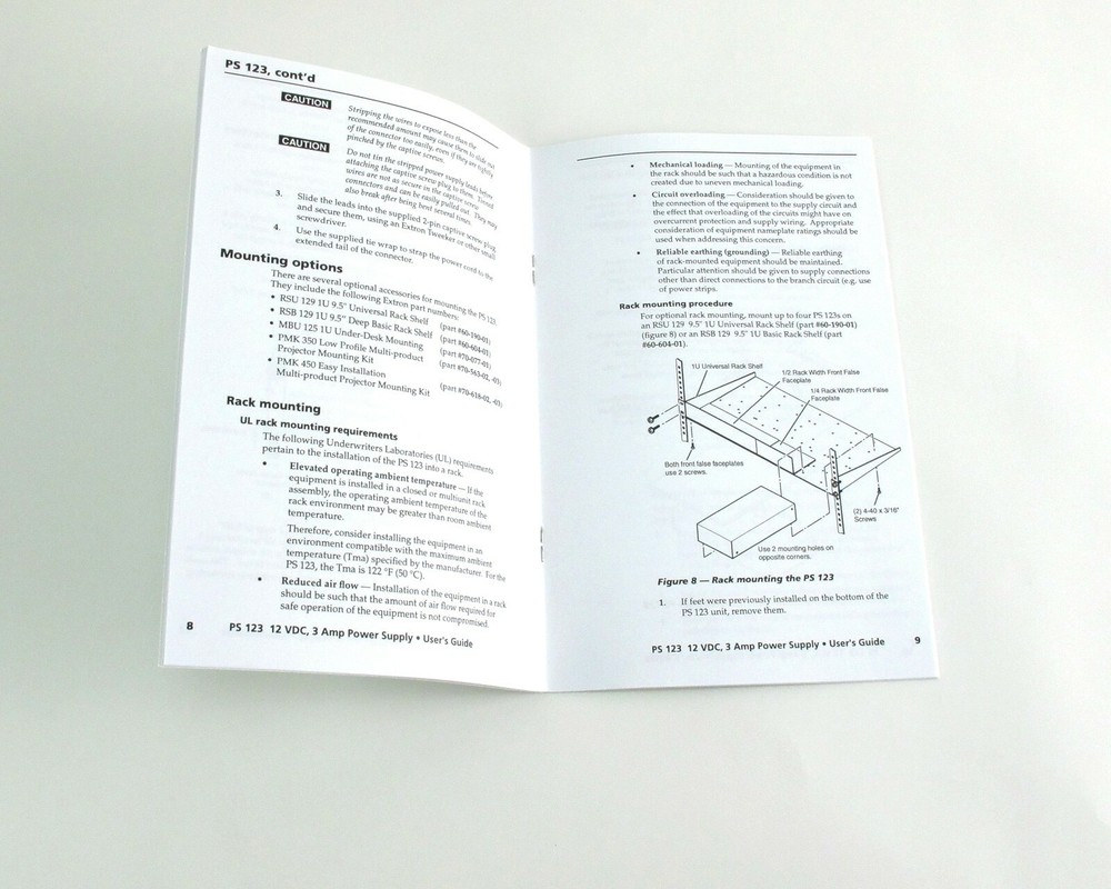 Extron Electronics PS123 Power Supply User's Guide Instruction Manual