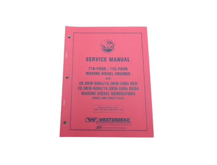 Westerbeke 43317 Genuine OEM 71B 71C Engine BED BEDA Generator Service Manual