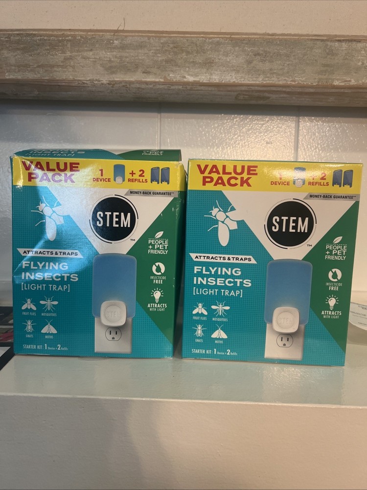 STEM Light Trap Attracts and Traps Flying Insects (2) Kits (2Devices  4Refills )