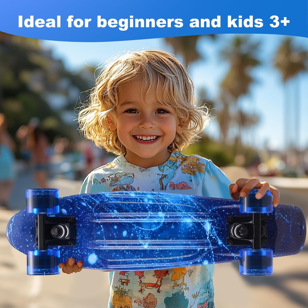 Kids Skateboard Set with Light-Up Wheels–Complete Beginner Kit Includes Full ...