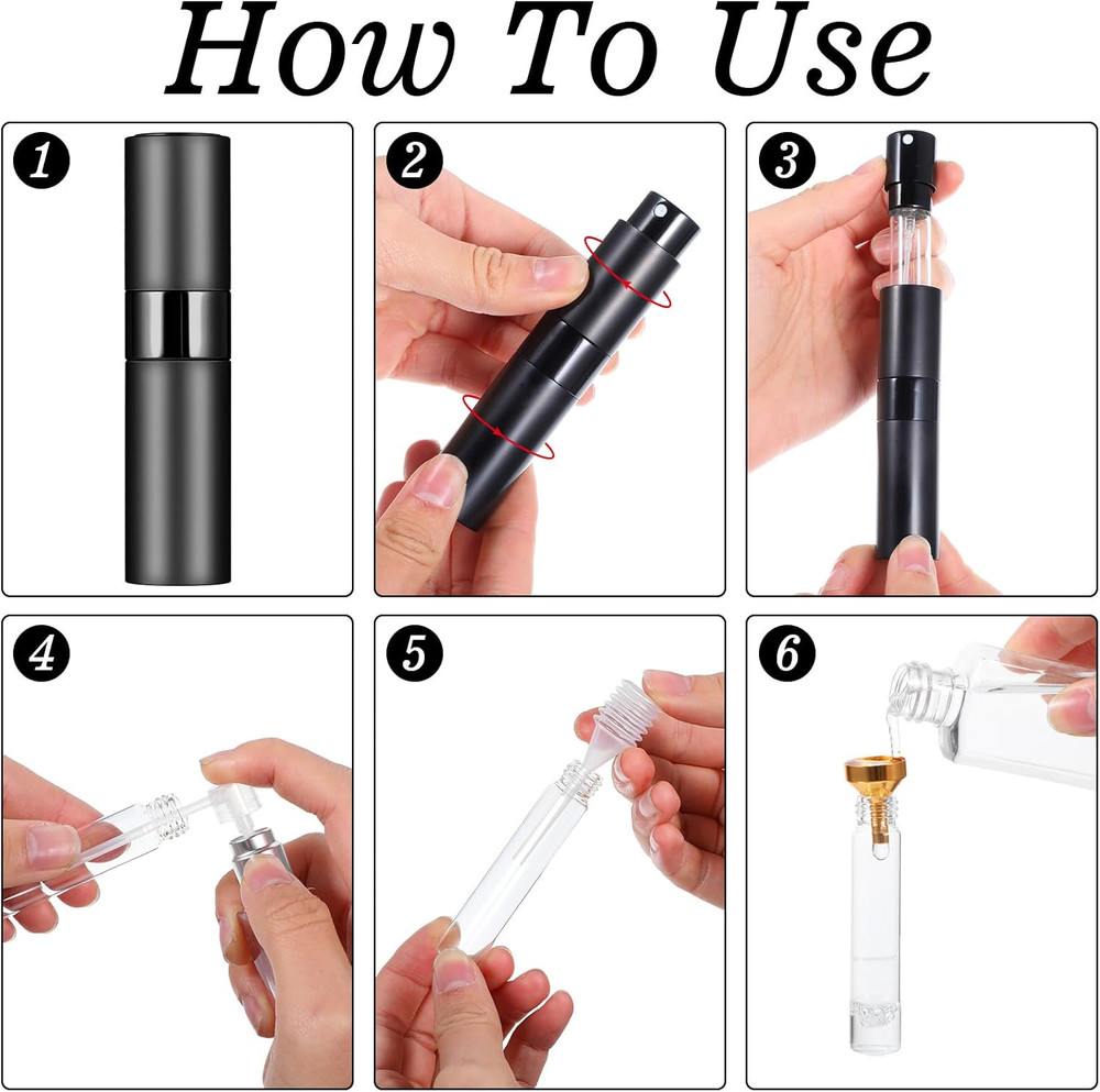 15Pcs 8ML Atomizer Perfume Spray Bottle for Travel, Refillable Perfume Bottle, E