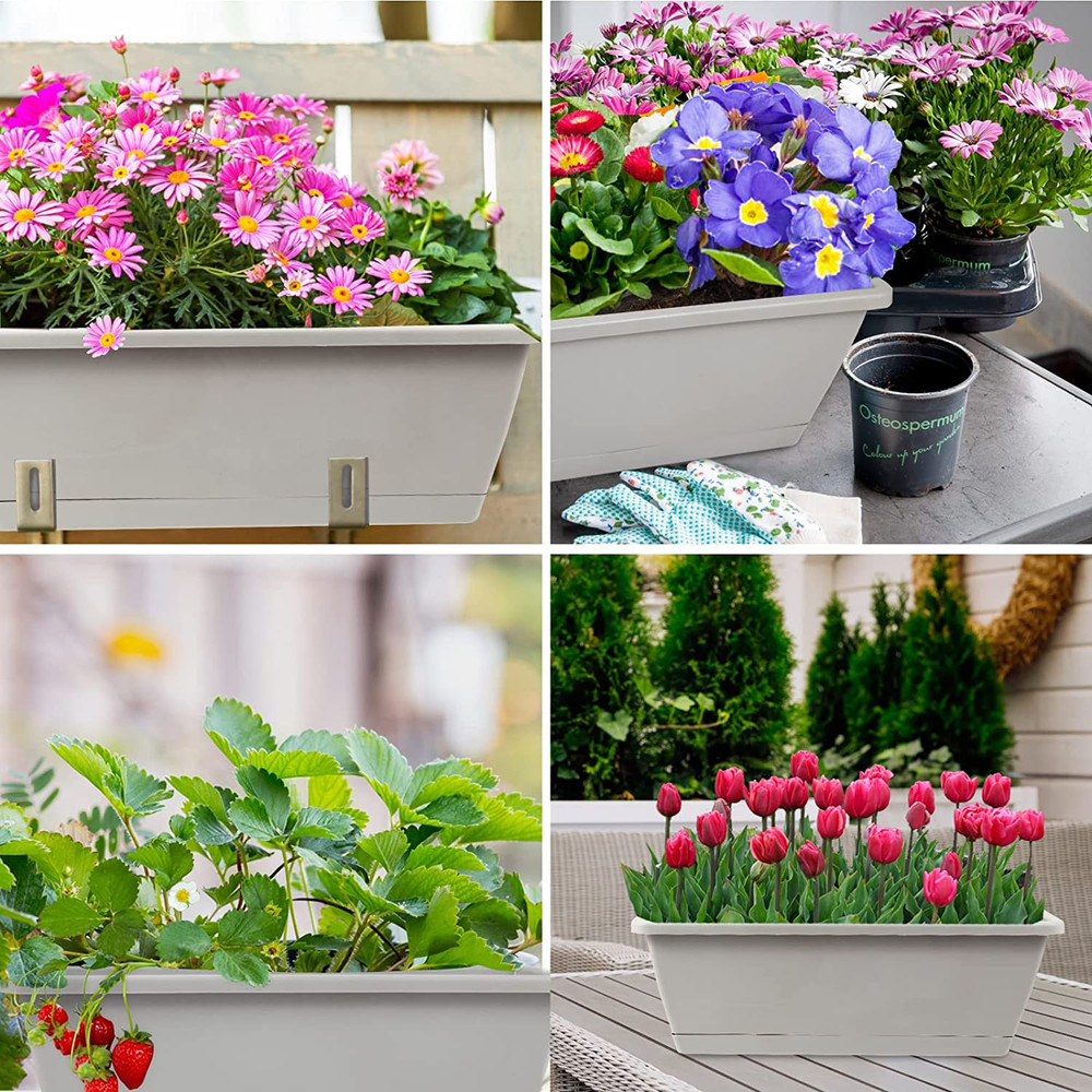 8Pcs Window Box Planter, 17 Inches Flower Window Boxes, Rectangle Planters Box w