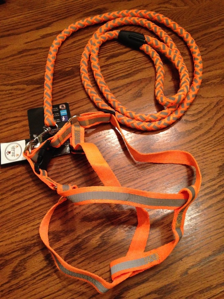 Reflective Stitched Easy Tension Adjustable 2-in-1 Dog Leash and Harness
