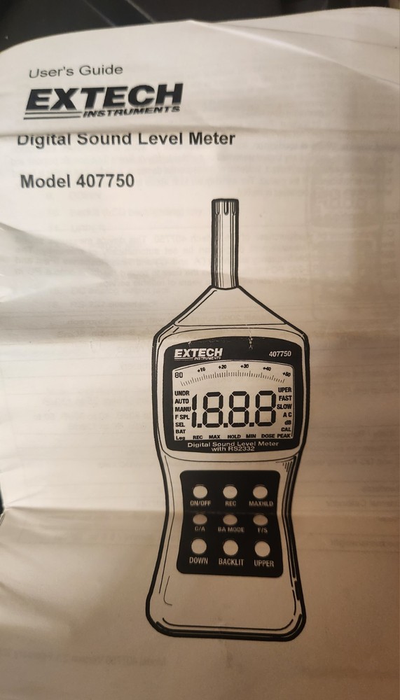 Extech 407750 Audio Video TestEquipment SoundLevel Meter Digital RS232 Interface