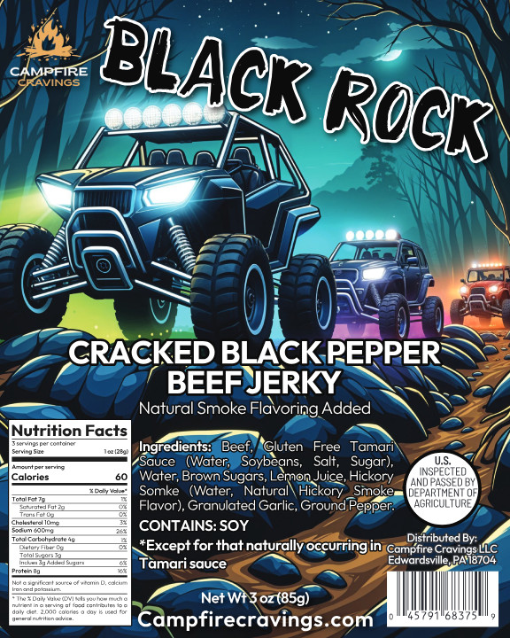 Campfire Cravings Cracked Black Pepper Beef Jerky – Handcrafted Small Batch 3oz