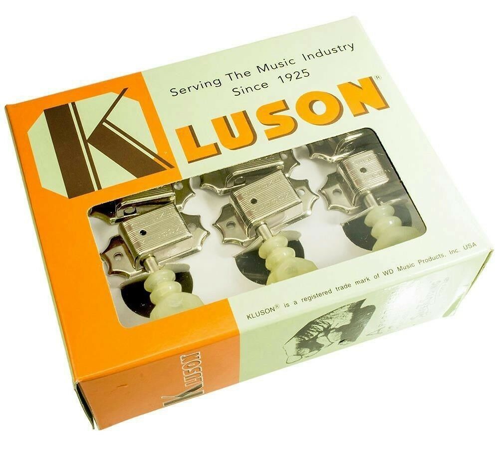 KDL-3-NPKDR Kluson® Deluxe 3+3 Dbl. Ring Button Locking Tuner, Dbl Line, Nickel