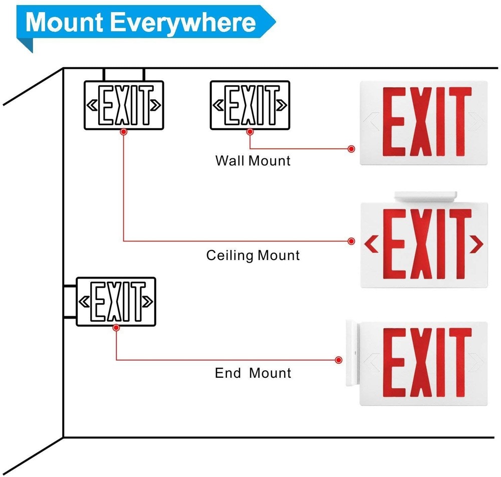 UL Listed-12 Packs Red Exit Light Battery Backup for Exit Signs Home/Busniess.