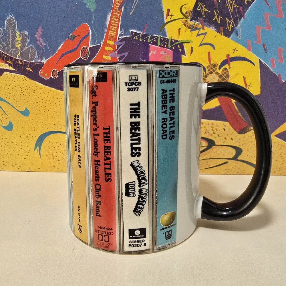 Classic Rock coffee Mug Inspired by cassette tape stack