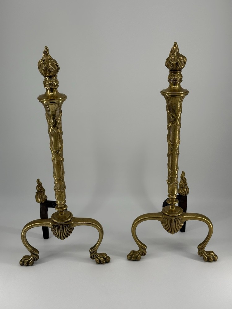 Vintage Flame Torch Andiron Set