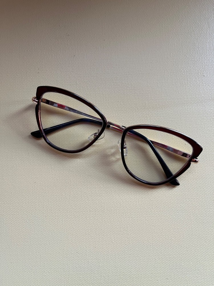 Brown & Gold Frame Blue Light Filter Eyewear Computer Glasses with Case