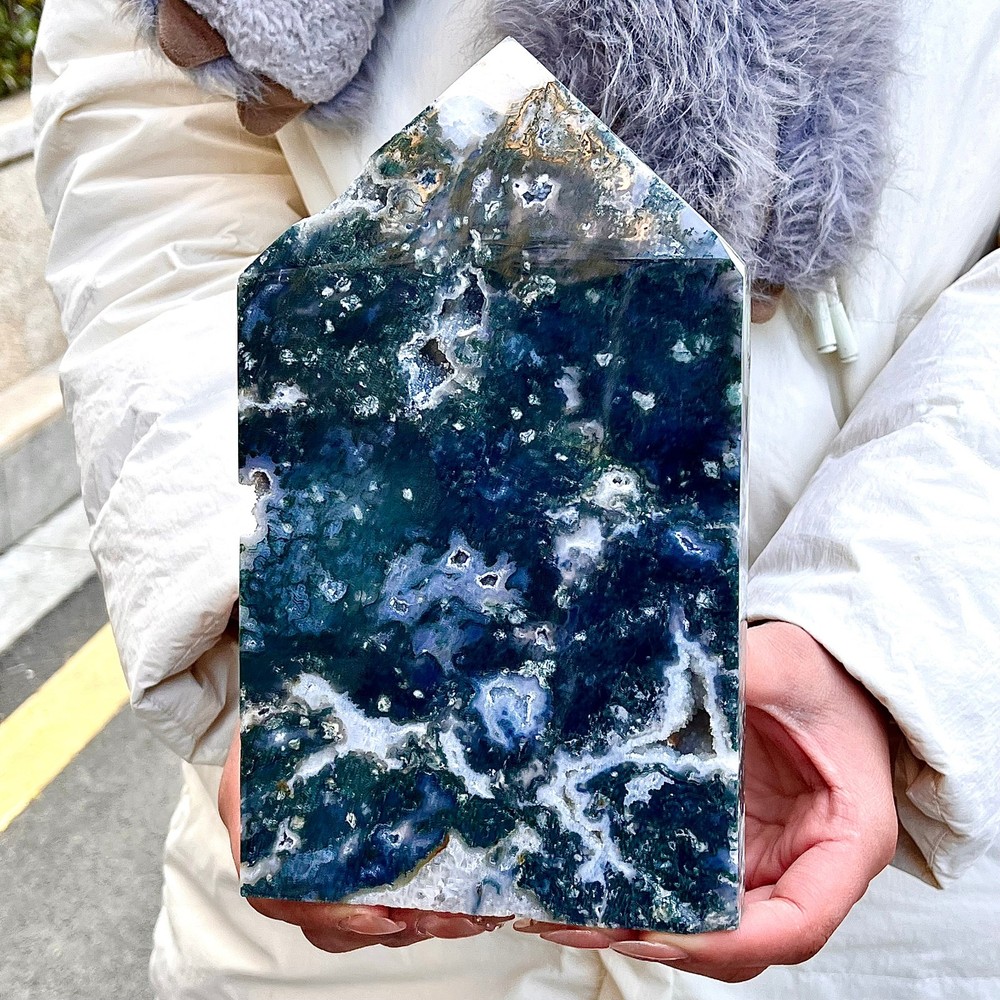 3.63LB Water grass agate wide column obelisk sample column