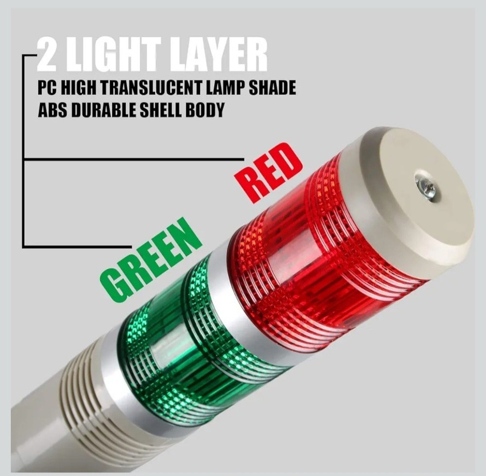 Industrial Signal Column, LED Alarm Tower Lamp Flash Indicator, 2-Layer Stack