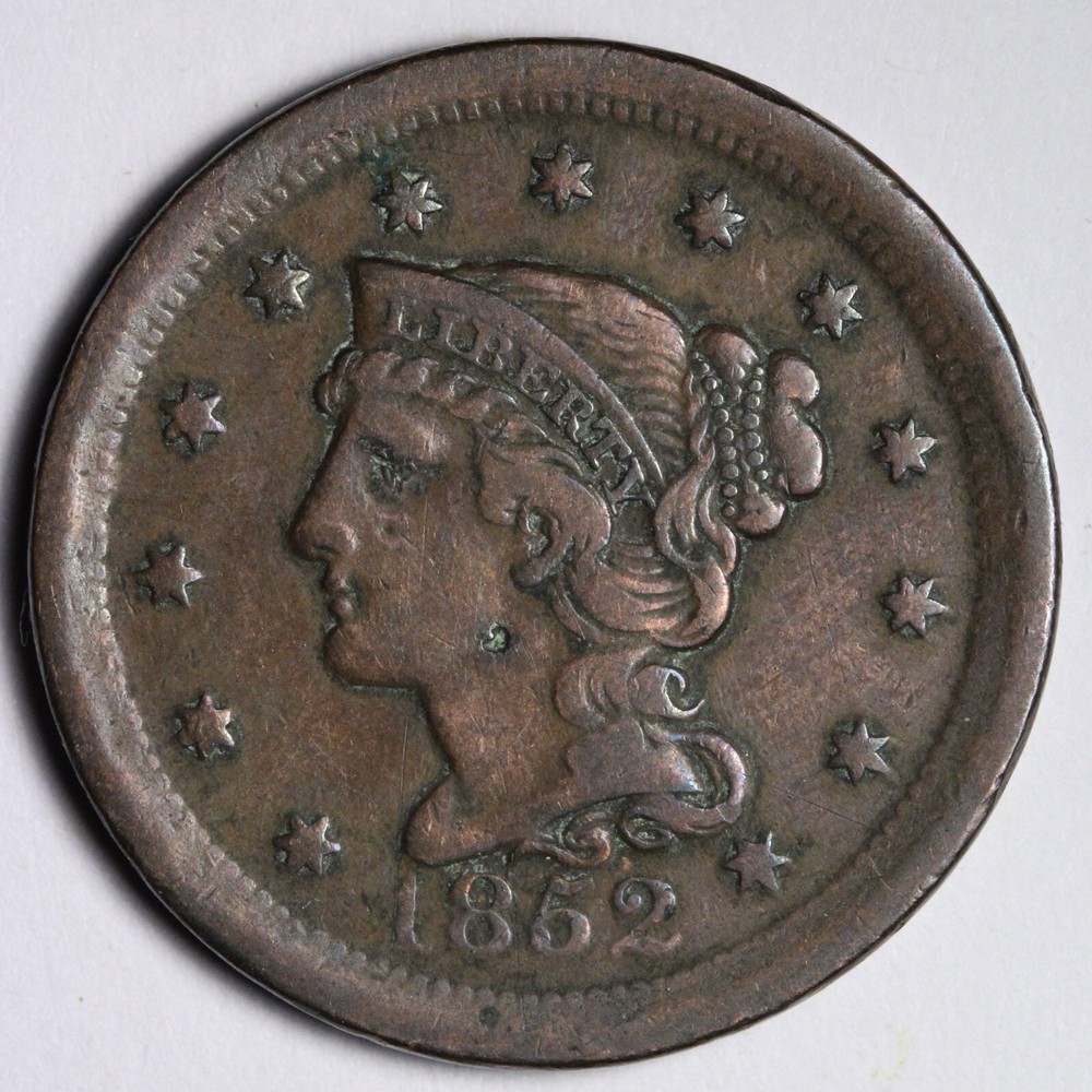 1852 Braided Hair Large Cent VF E132 ACM