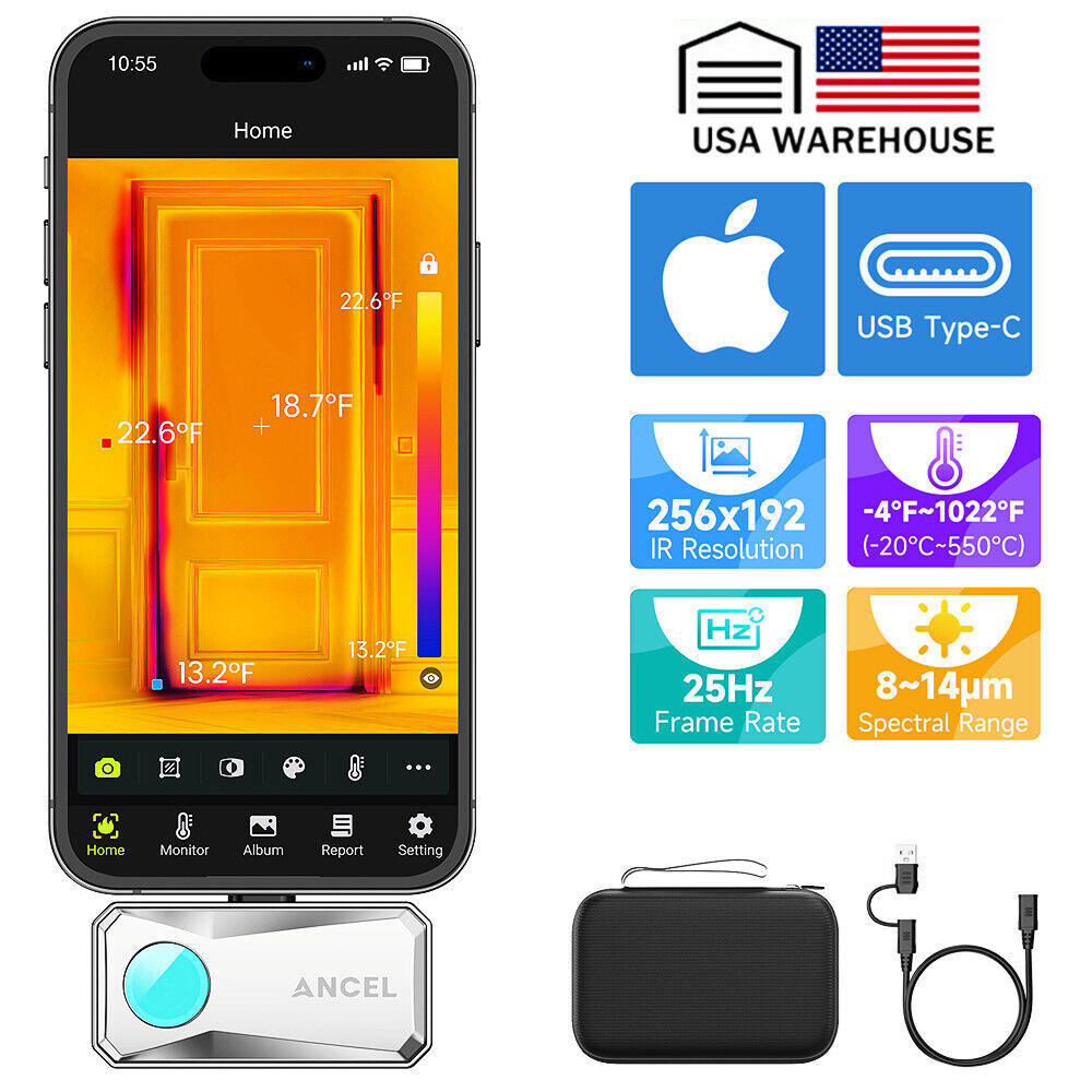 Inspection Thermal Camera USB Type-C fit for iPhone & Windows 256x192 IR Enabled