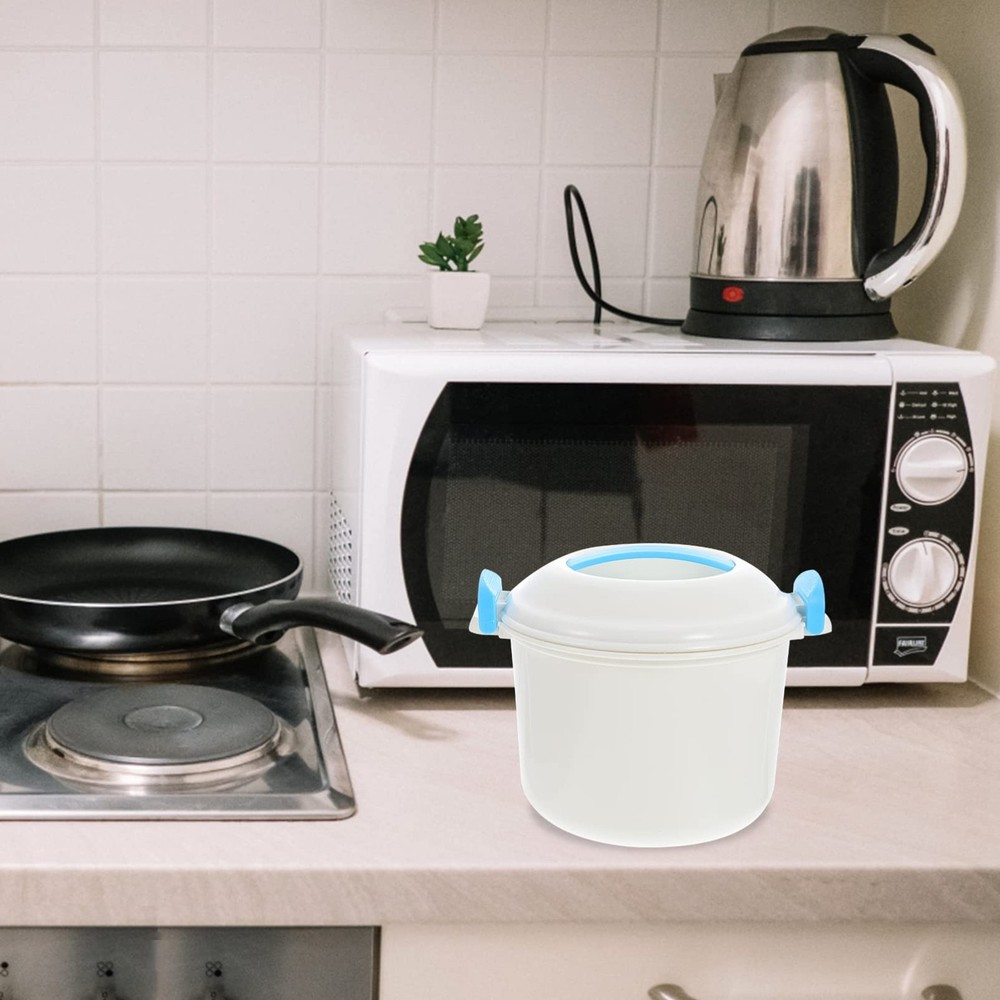 Microwave Rice Cooker 6 Cup Small Plastic Steamer for Rice Vegetables and Egg...
