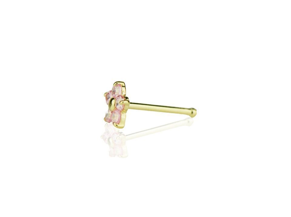 14k Yellow Gold Flower Nose Piercing Stud