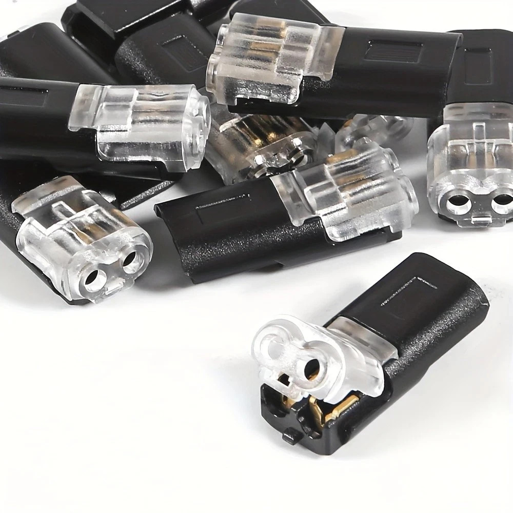 100 Pack Double Wire Connector Locking Buckle 2-Pin for LED Strip Light 12V--