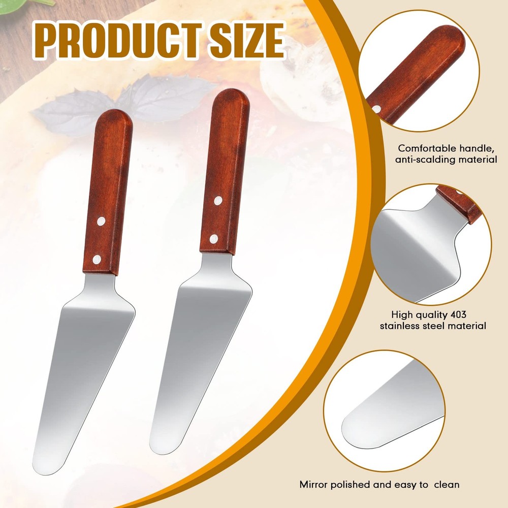 40 Pack Pie Server Pizza Spatula Stainless Steel Pie Spatula Wood Handle Pizz...