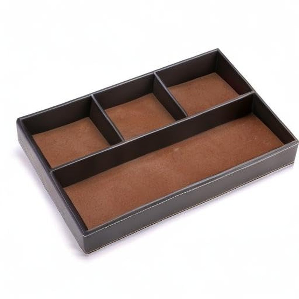 BTSKY 4 slots Desk Drawer Organizer, PU Leather Drawer Storage Organizer Divi...