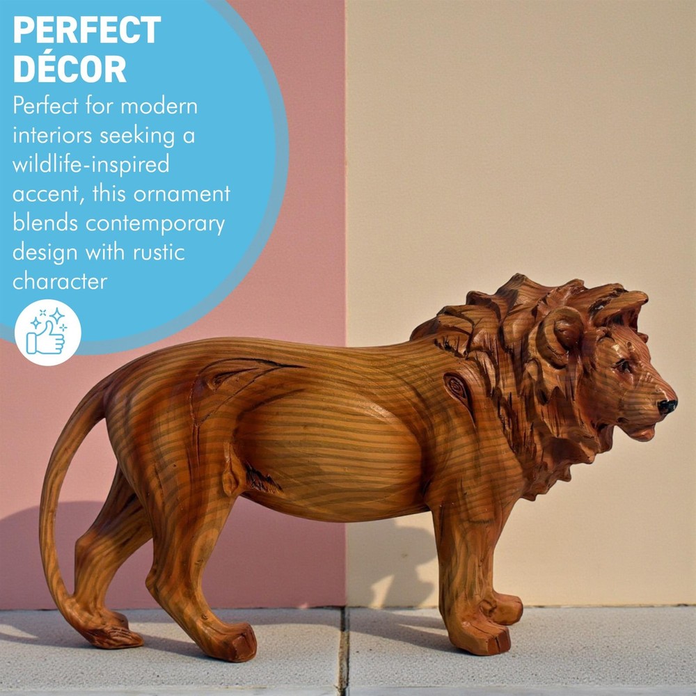 𝗪𝗢𝗢𝗗𝗘𝗡 𝗘𝗙𝗙𝗘𝗖𝗧 𝗟𝗜𝗢𝗡 𝗢𝗥𝗡𝗔𝗠𝗘𝗡𝗧 |Freestanding Animal Figure