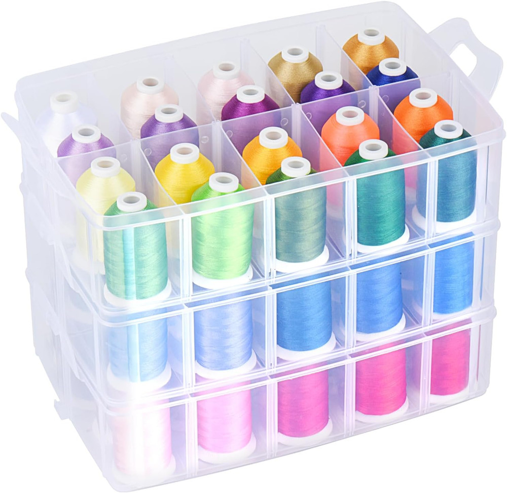63-Color Embroidery Thread Kit – 63 Spools 550 Yards Each, 40WT Polyester Thread