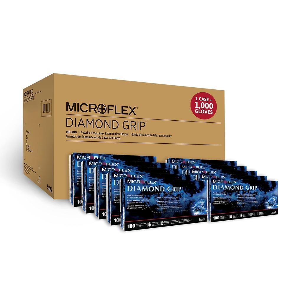 Microflex MF300 MEDIUM Diamond Grip Latex Gloves