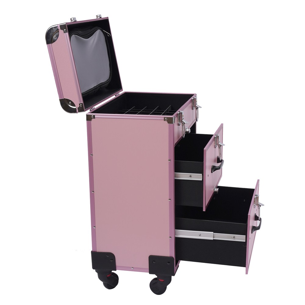 Professional Rolling Makeup Train Case Makeup Storage Organizer Cosmetic Trolley