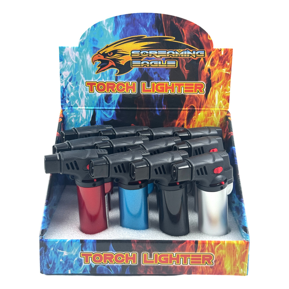 4 Pack Jumbo 4" Jet Flame Double Torch Refillable Lockable Windproof metalcolor