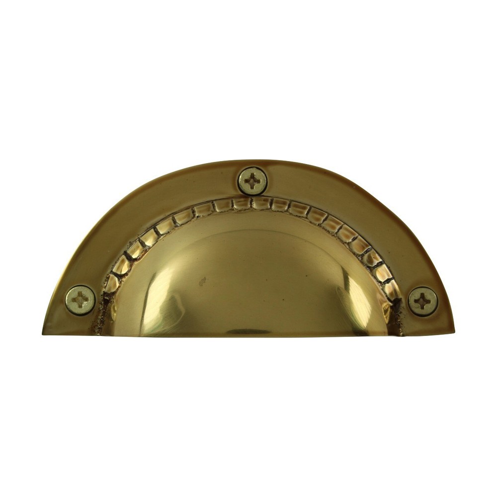 Cabinet Bin Pull Bright Solid Brass Cup Hooded Drawer Pull for Kitchen Cabinets