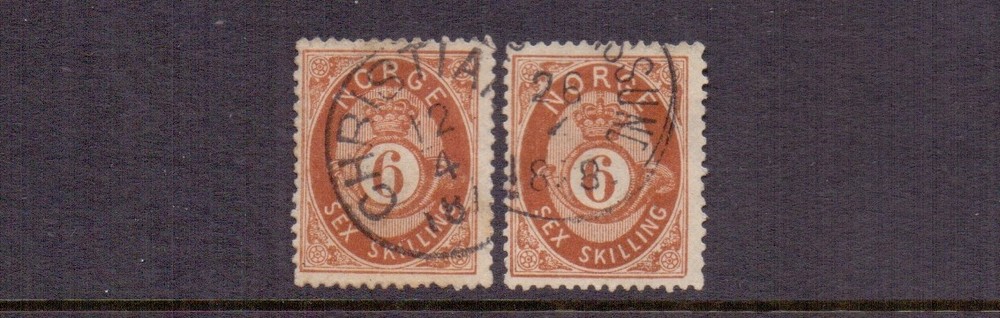 NORWAY 1875 6sk x 2 FINE USED