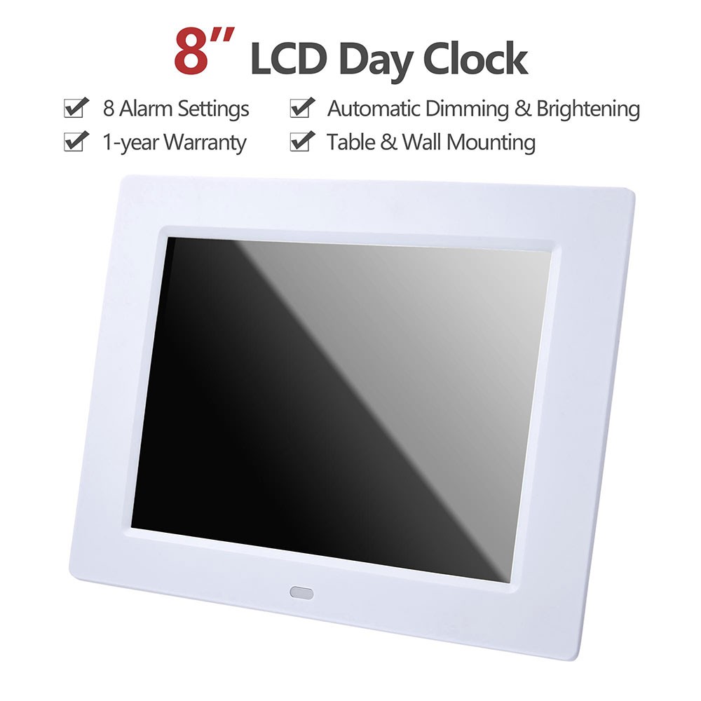 8" LCD Digital Calendar Day Clock