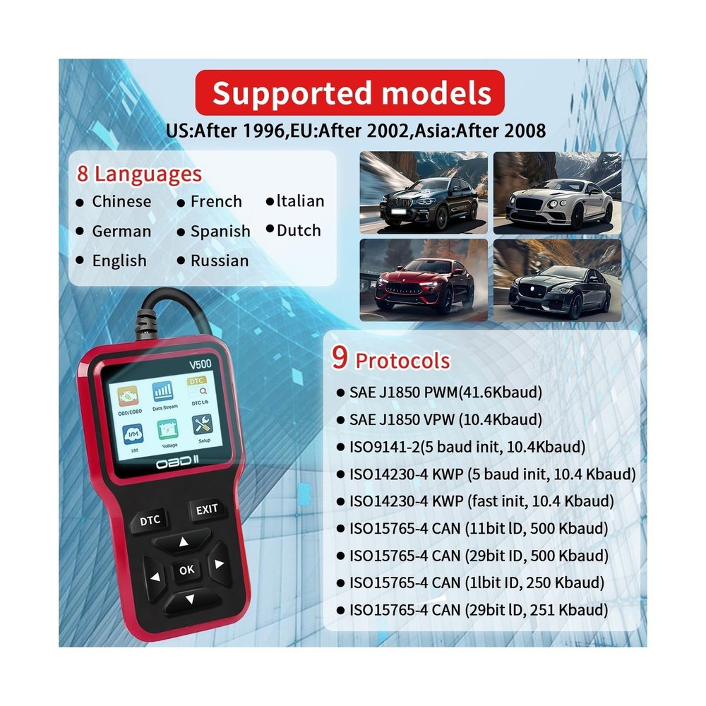OBD2 Scanner Diagnostic Tool - Check Engine Light Code Scanner Tool with Rese...