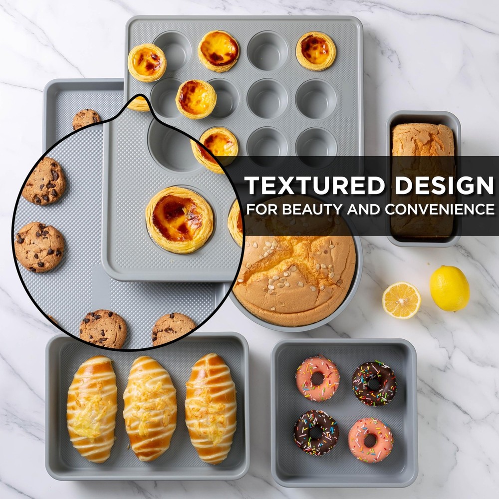 Country Kitchen Nonstick Stackable Bakeware Set - Durable, Easy 6 Pcs, Black