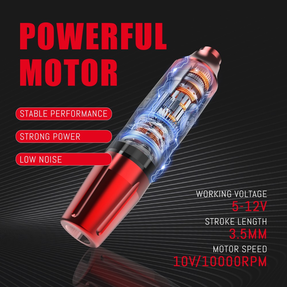 Beginner Wireless Coreless Motor Tattoo Gun Machine Pen Ink Needle Kit 1200mAh
