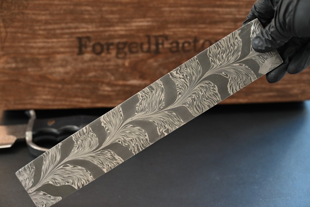 Custom handmade damascus steel Snake Pattern Billet 12" For Knife Making
