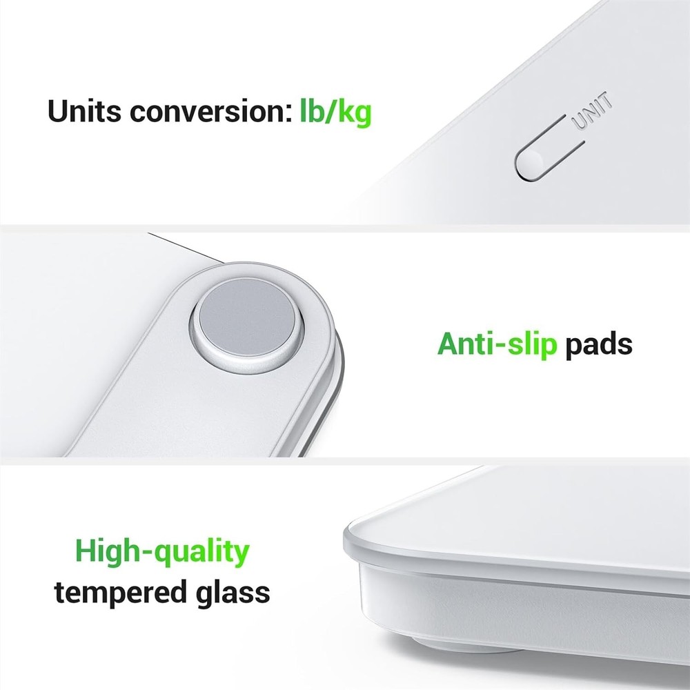 Accurate Digital Bathroom Scale Compact Size LED Display Tempered Glass 400lb