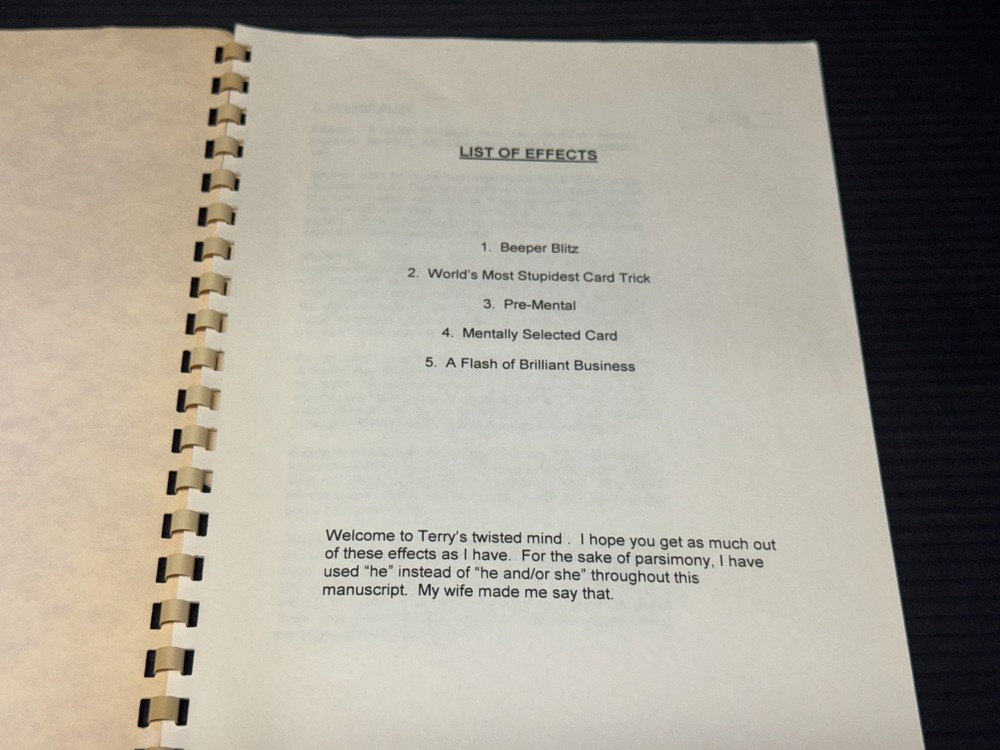 Terry Lunceford Magician Magic Lecture Notes Book