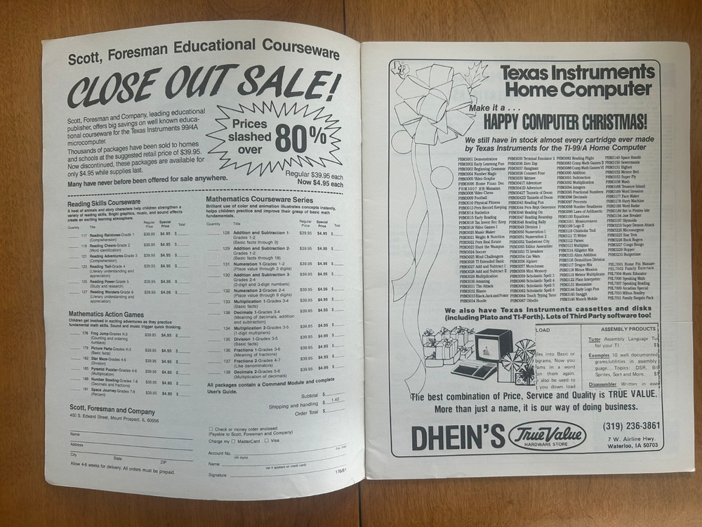 Vintage 1984 International 99/4 Users-Group Software Catalog