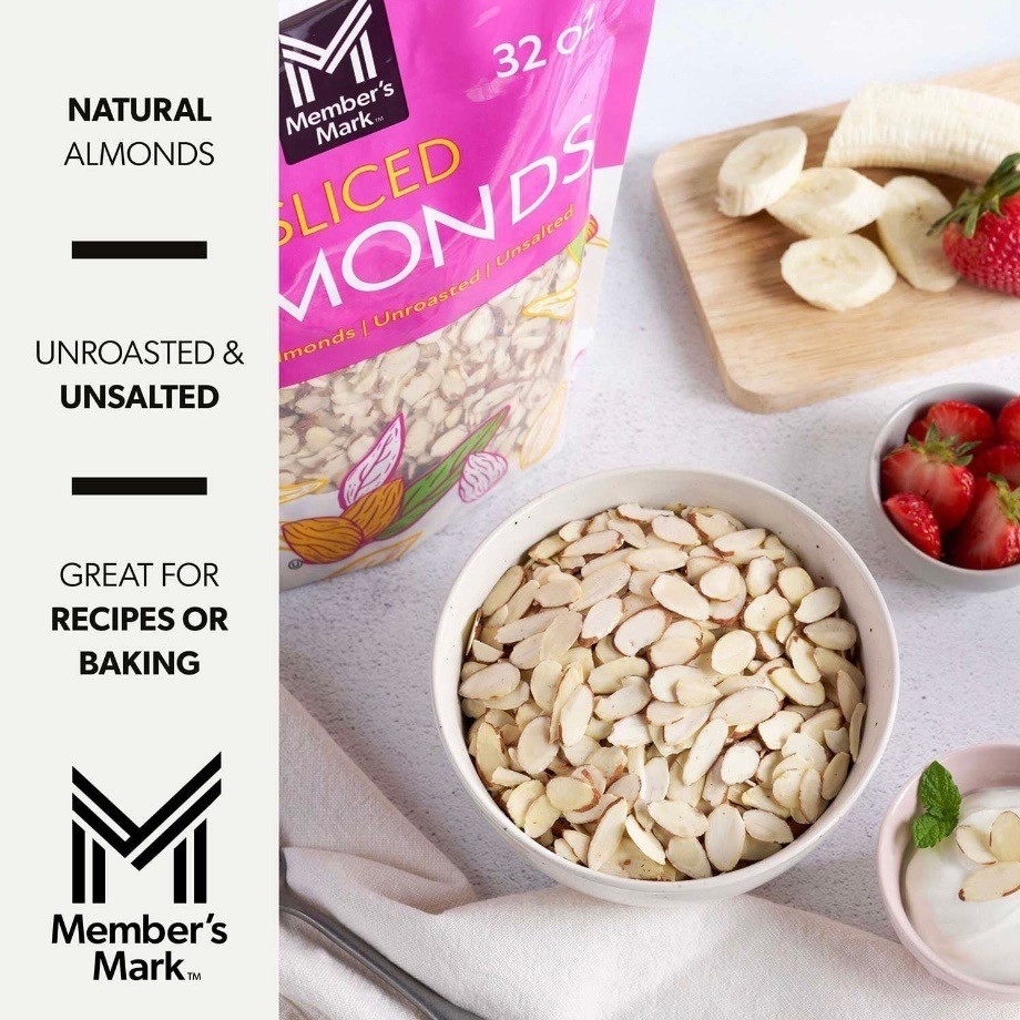 2 Pack Member's Mark Sliced Almonds 2 lb Each Bulk Nuts