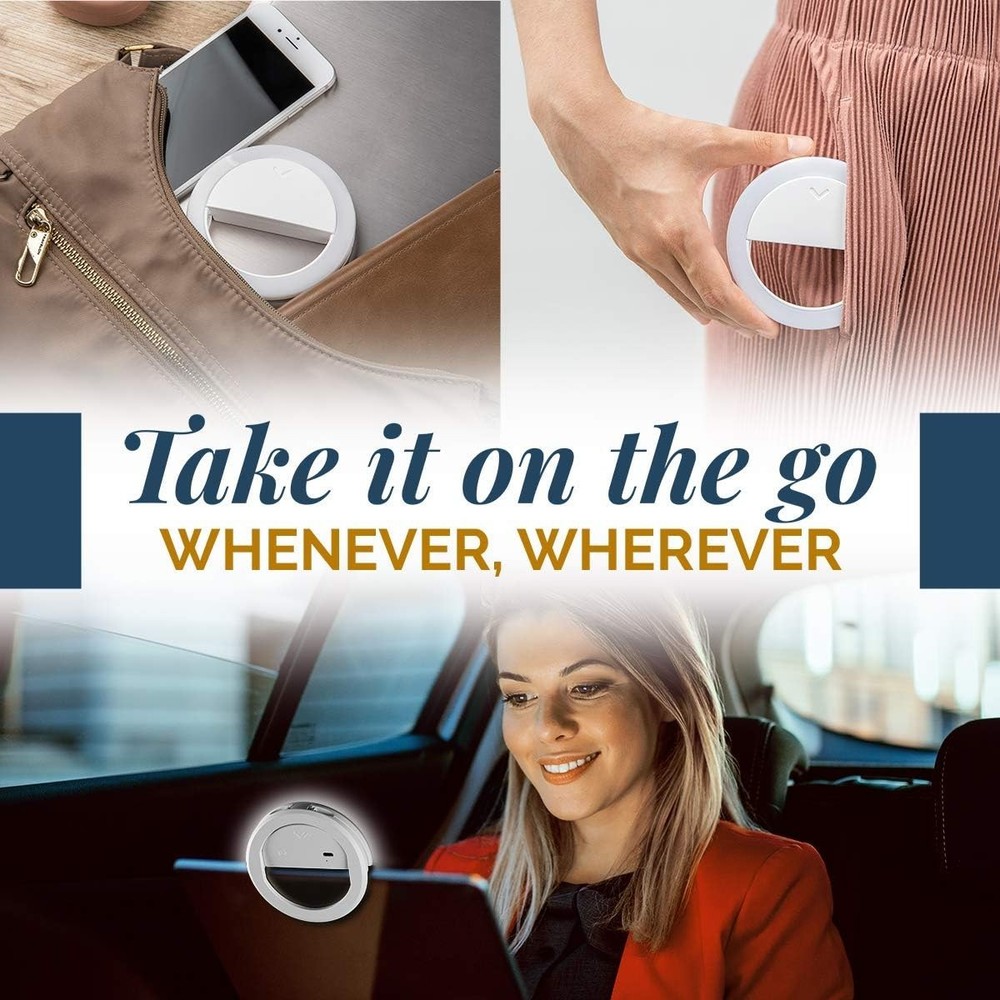 GearLight Selfie Ring Light for Computer or Phone - Rechargeable, Webcam &Video