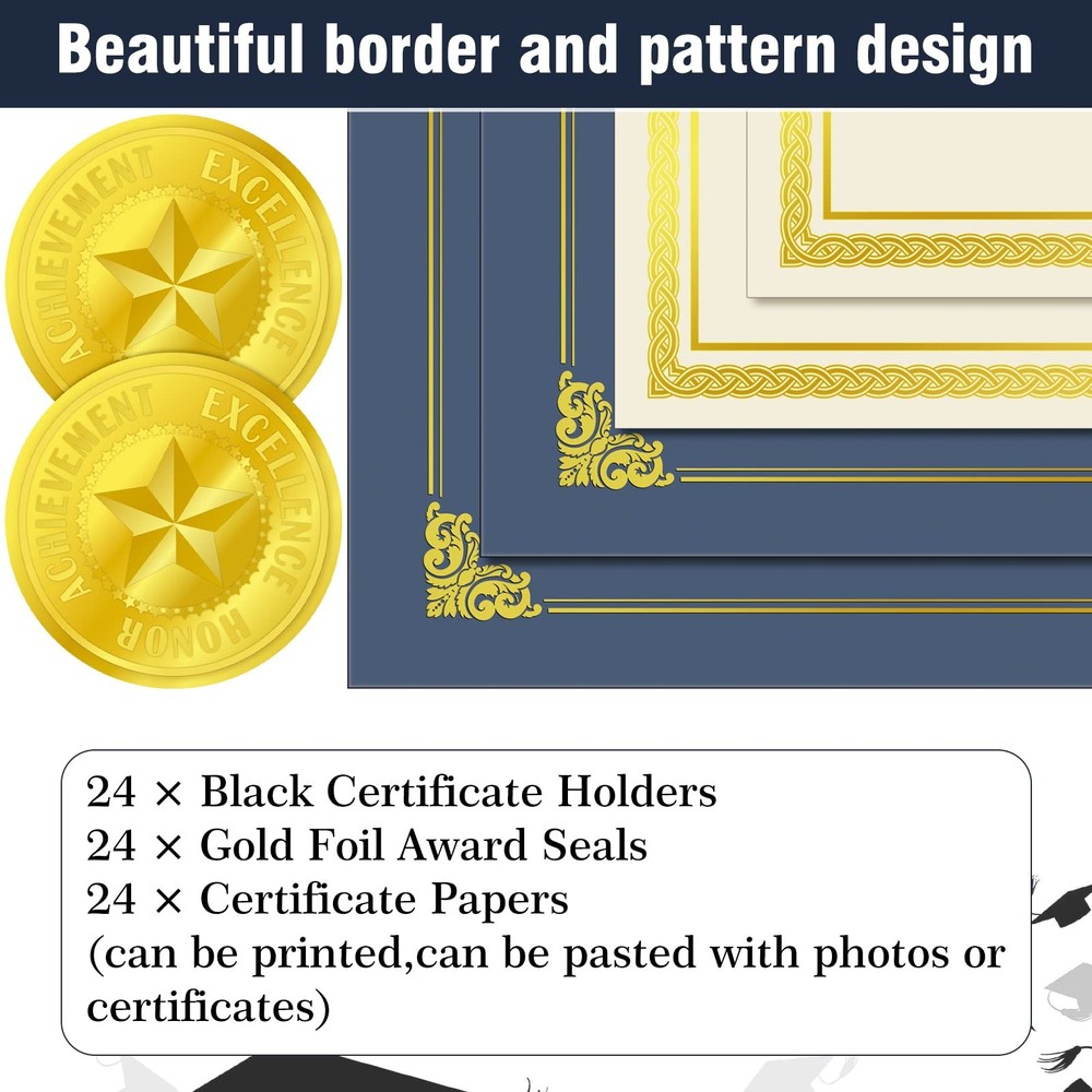 Epakh 72 Pcs Certificate Kit Includes 24 Holders and 24 Blue