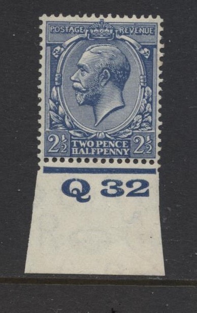 1924 21/2d  BLUE BLOCK CYPHER CONTROL (Q32) SINGLE SG 422
