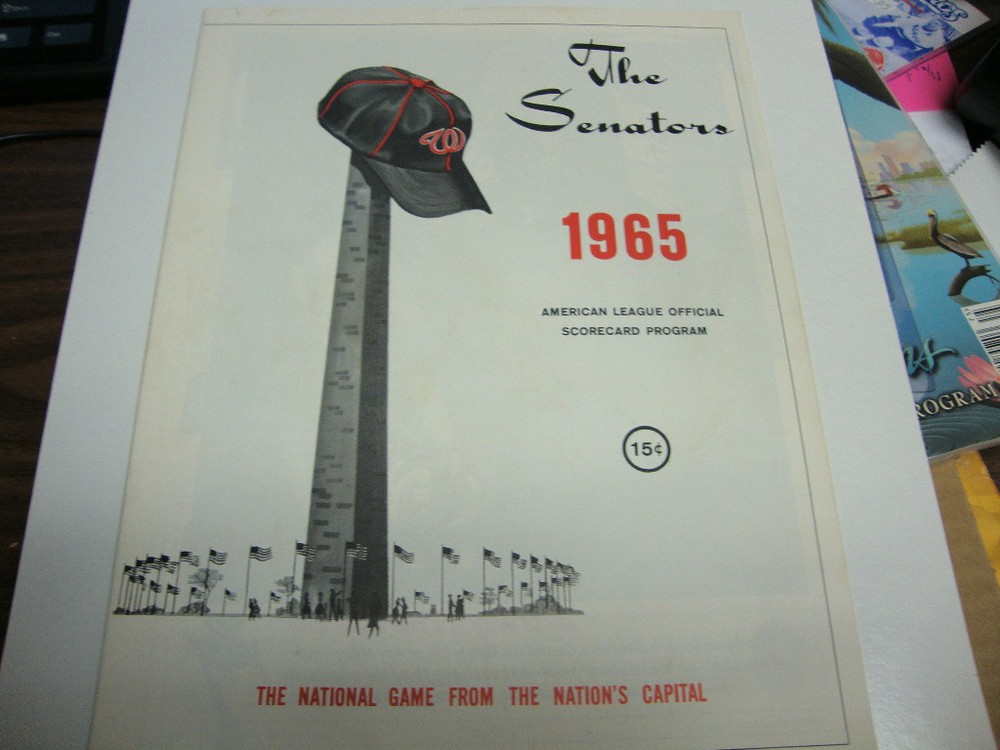1965 WASHINGTON SENATORS OFFICIAL PROGRAM V BALTIMORE!