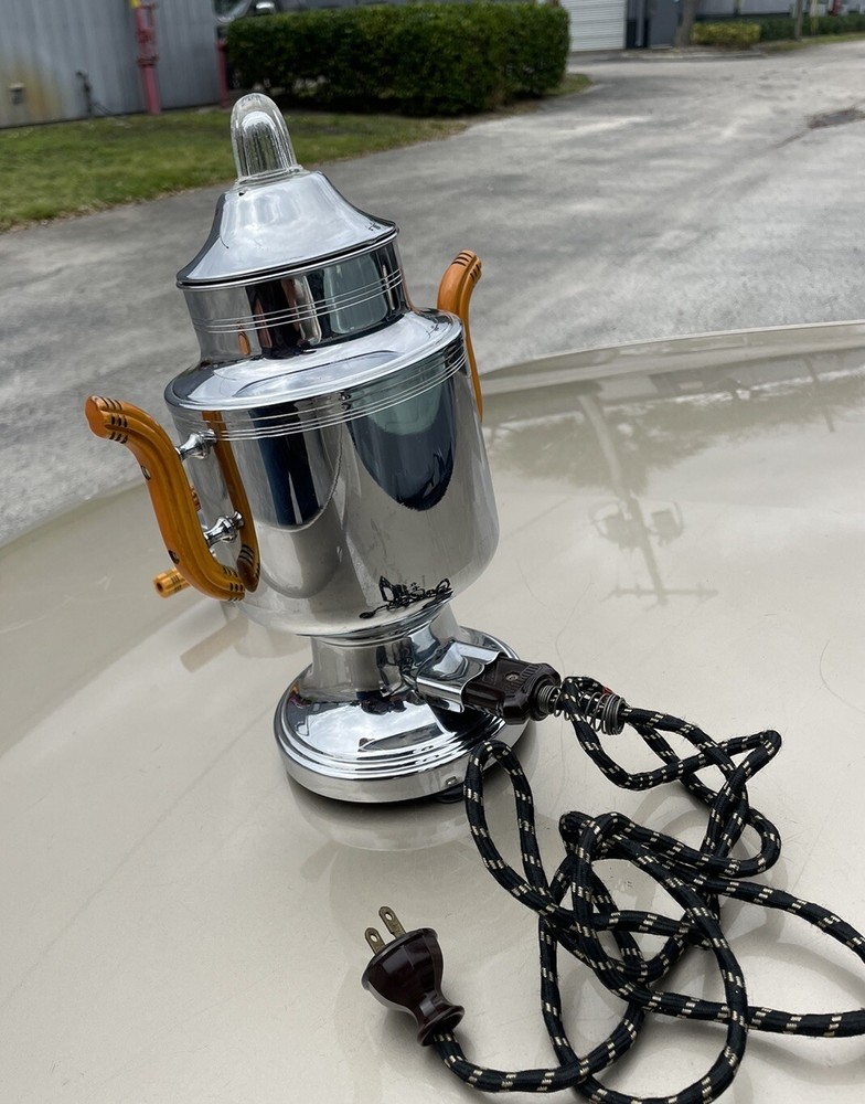 Art Deco No 96 Farberware Chrome Percolator Coffee Maker Set Bakelite